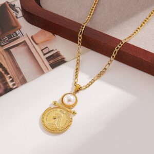 Wholesale Stainless Steel Necklace Pearl Queen Fine Polished Vacuum necklace