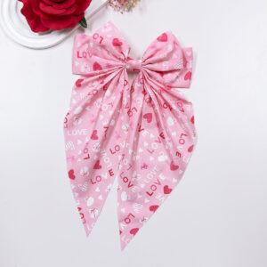 Pink love letter-bow hairpin