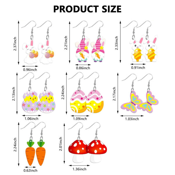 Wholesale Easter Bunny Egg Mushroom Double-sided Acrylic Earrings