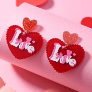 Red love love earrings
