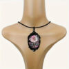 Wholesale Pink transparent rose patterned glass pendant necklace