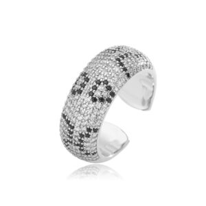 One white gold wide face ring