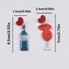 Wholesale Red Wine Bottle Romantic Fiery Red Lip Wine Glass Valentine's Day Asymmetrical Earrings