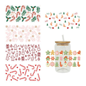 Wholesale Cartoon Christmas Little Snowman Antler 16oz Cup UV DTF Wraps