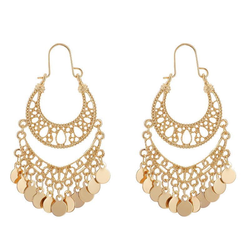 Wholesale Circular hollow crescent earrings