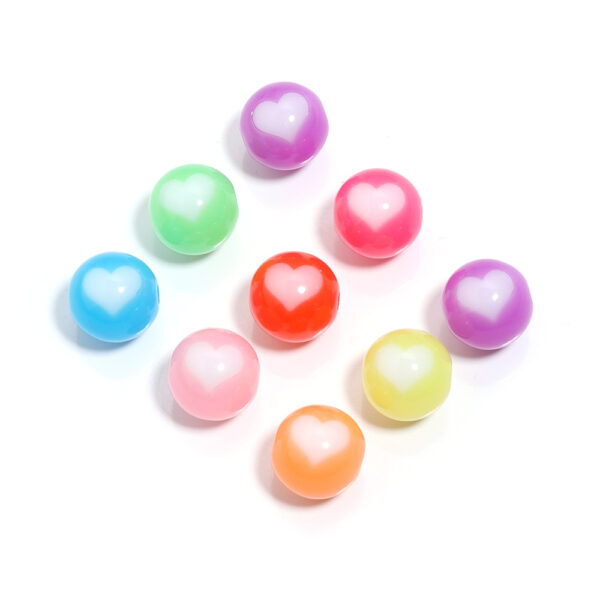 Wholesale Jelly colored heart-shaped round acrylic beads