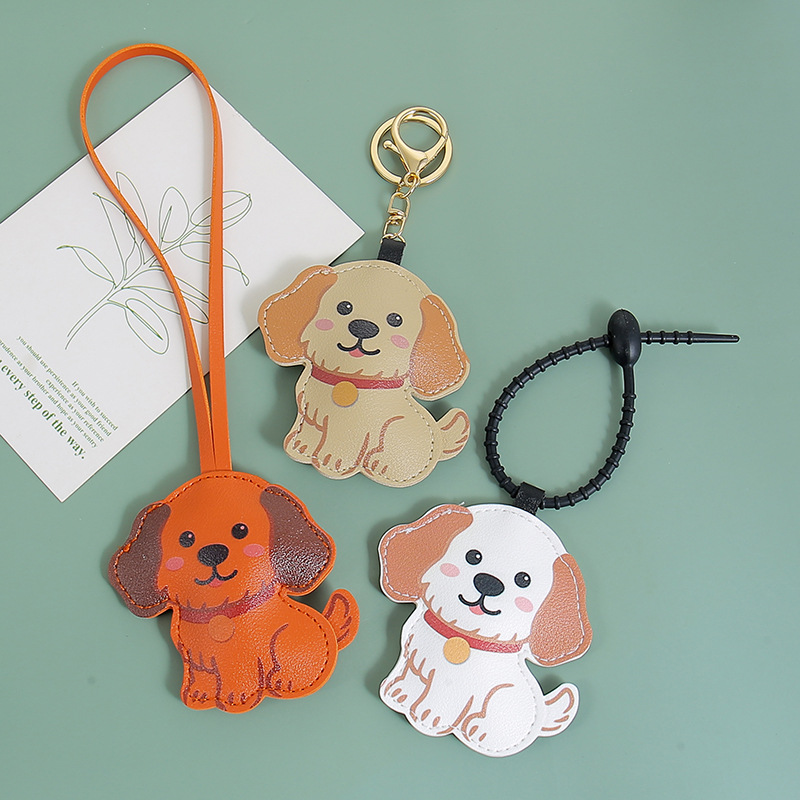 Wholesale Cute PU Leather Golden Retrir Ppy Keychain