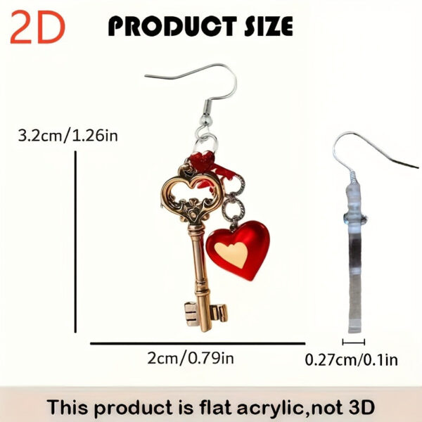 Wholesale Valentine's Day Red Key Acrylic Earrings