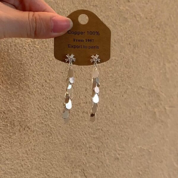 Wholesale Micro inlaid flower glitter tassel earrings