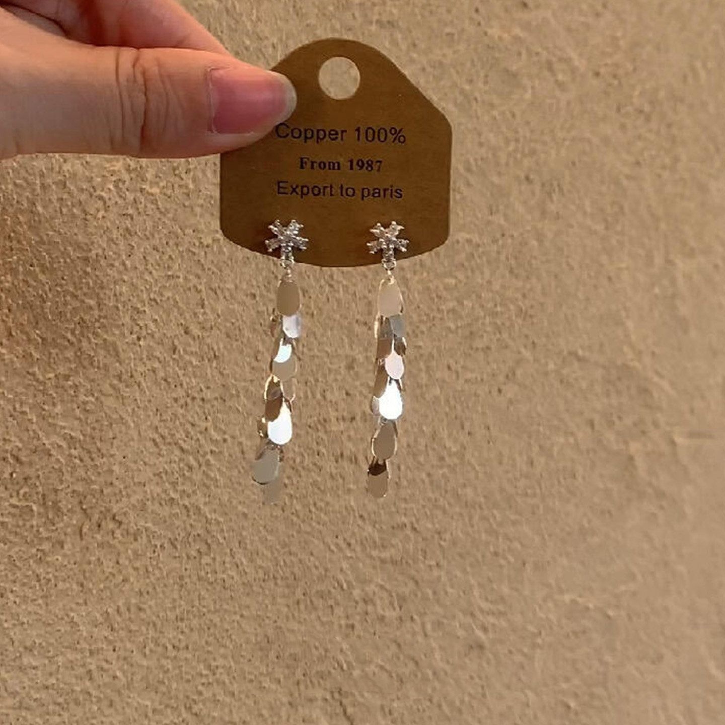 Wholesale Micro inlaid flower glitter tassel earrings