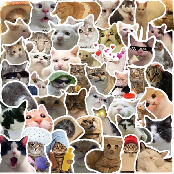 Wholesale 50pcs Cartoon Cute Cat Emojis Graffiti Waterproof Vinyl Stickers