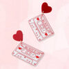 Wholesale Valentine's Day Heart-Shaped Acrylic Cassette Tape Earrings