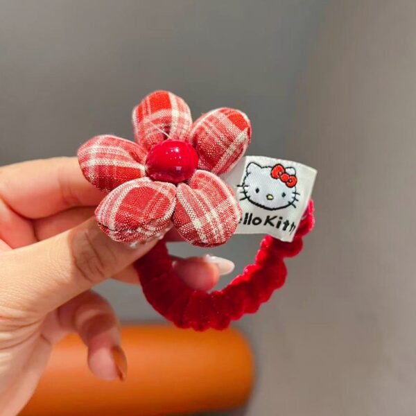 Wholesale Red checkered flower elastic cute headband