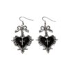 Wholesale Dark Blood-Colored Heart-Shaped Rose Bow Thorn Gothic Earrings