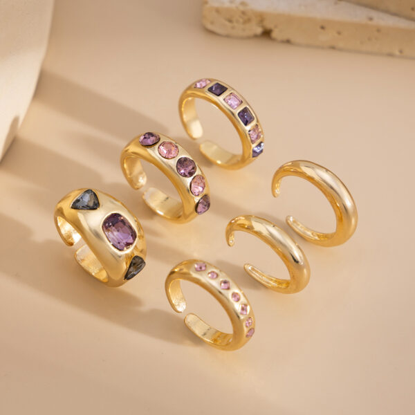 Wholesale Color Gem Inlay Ring suit Metallic Glazed Ring
