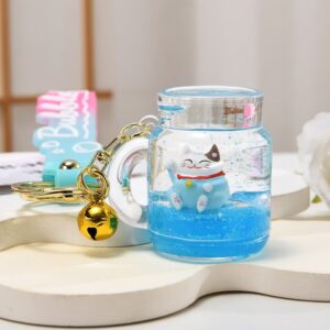 Leather cord lucky cat [blue] / Light gold buckle + lucky cat