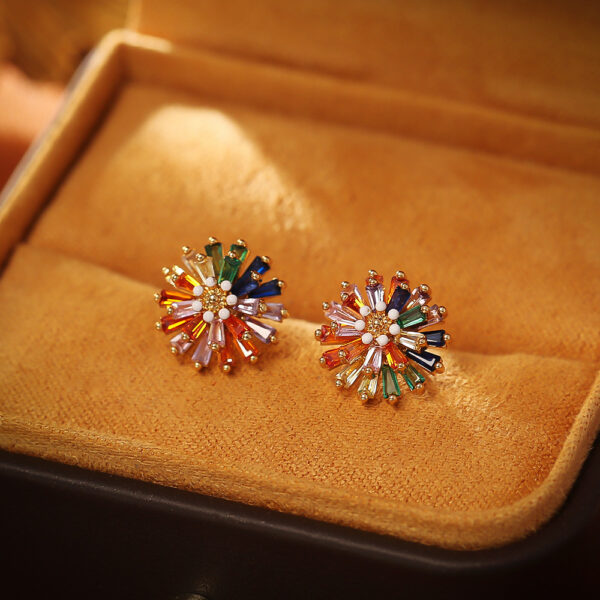 Wholesale Colorful Firework Stud Earrings Small Daisy Zircon Necklace and Earrings