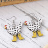 Wholesale Creative Funny High-heeled Shoes Rooster Polka Dot Wooden Earrings