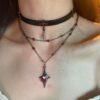 O1CN01v0Nod11l5L50HplXV_2216005864767-0-cib Wholesale Gothic style red cross dark long necklace