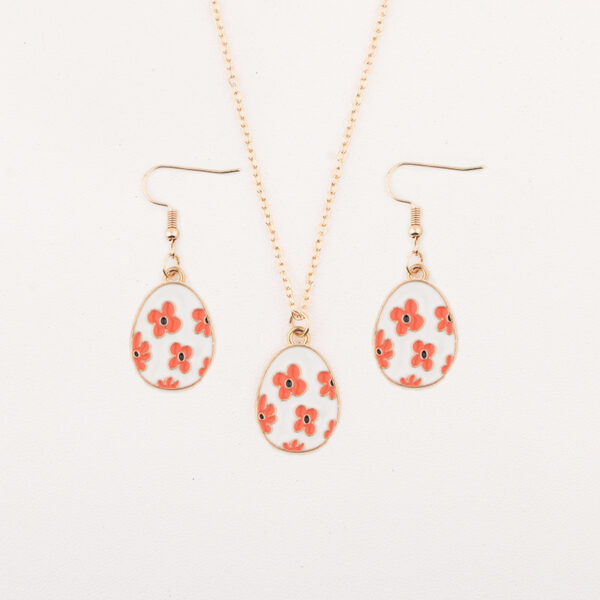 Wholesale Easter egg rabbit spotted striped flower necklace set
