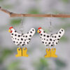 Wholesale Creative Funny High-heeled Shoes Rooster Polka Dot Wooden Earrings