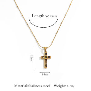 1 gold diamond cross necklace 8-black