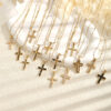 Wholesale Diamond studded cross chain stainless steel necklace