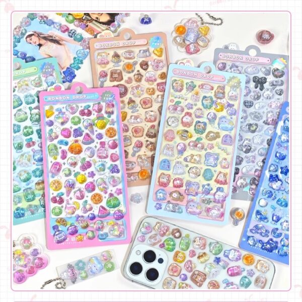 Wholesale 3D Embossed Fun Stickers, Acrylic Diamond Stickers, Kidsren's Handmade DIY Decorative Stickers, Beautiful Embossed Fun Stickers