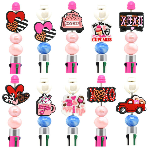 Wholesale Random 100pcs Pink Valentine's Day Beads DIY Focus Beads