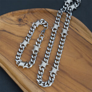 Wholesale Thorny Cuban Chain Stainless Steel Punk Knot Necklace