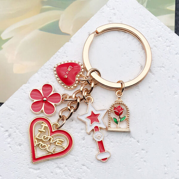 Wholesale Red Magic Wand Love Rose Cherry Blossom Keychain