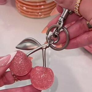 Matte silver pink keychain