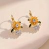 Wholesale Vintage Enamel Inlaid with Floral Earrings Diamonds