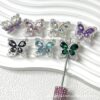 Wholesale 10pcs Double sided rhinestone butterfly alloy diamond ball beads