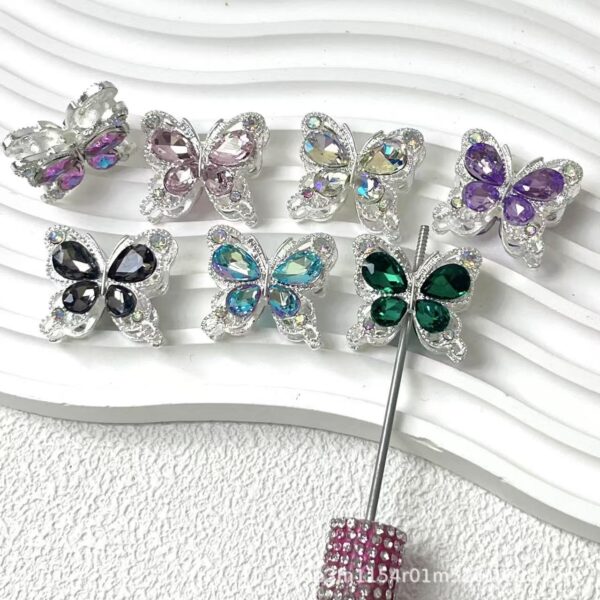 Wholesale 10pcs Double sided rhinestone butterfly alloy diamond ball beads