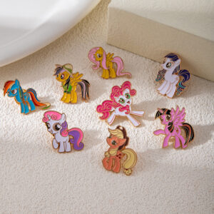 Wholesale Colorful cartoon rainbow cute horse brooch