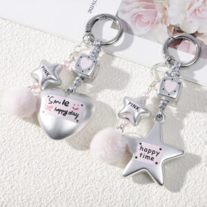 Wholesale Dumb Silver Love Hairball Sweet Keychain