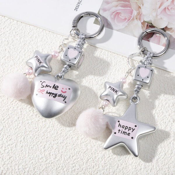 Wholesale Dumb Silver Love Hairball Sweet Keychain