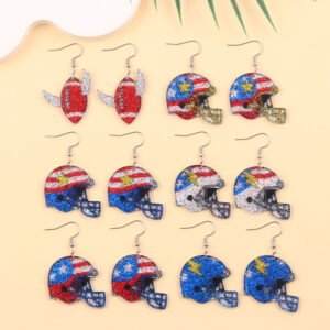 O1CN01vDu59w1T3MMaPiVzP_2677772326-0-cib Wholesale Color-blocked Rugby Helmet-shaped Acrylic Earrings