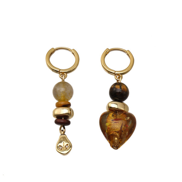 Wholesale Amber flowing light ethnic style natural stone long earrings