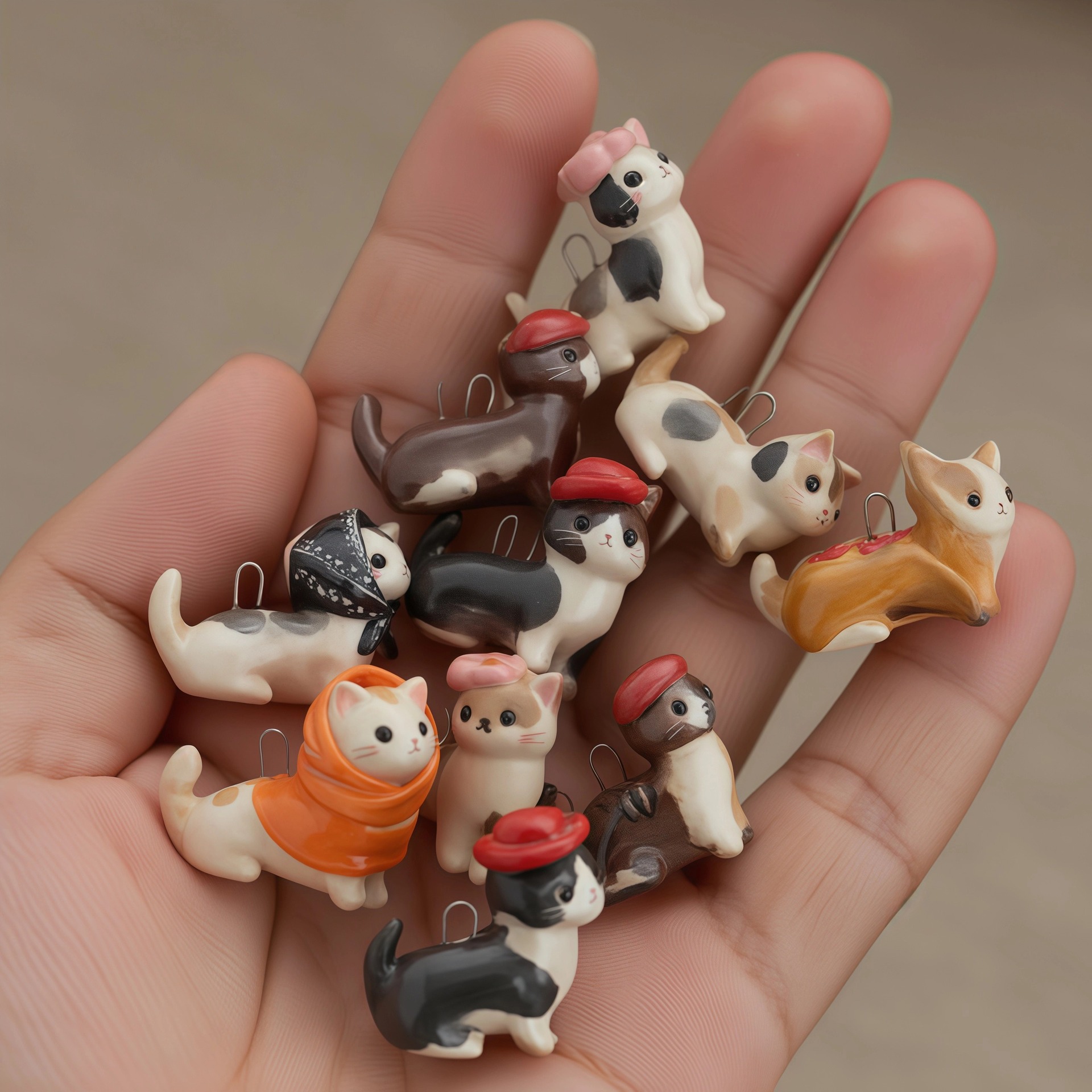 Wholesale ip Oil Painting Cute Cat Series Pendant