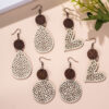 Wholesale 2pcs Retro Water Drop Heart Leather Wood Piece Love Round Earrings