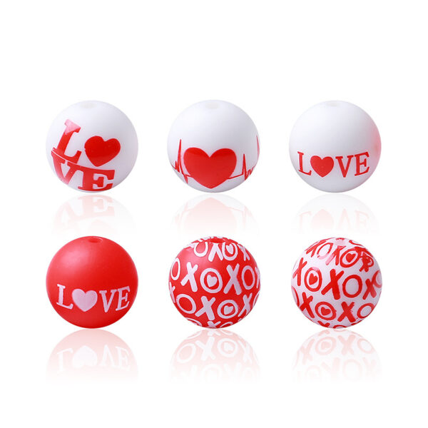 Wholesale Valentine's Day silicone beads 15mm printing round beads