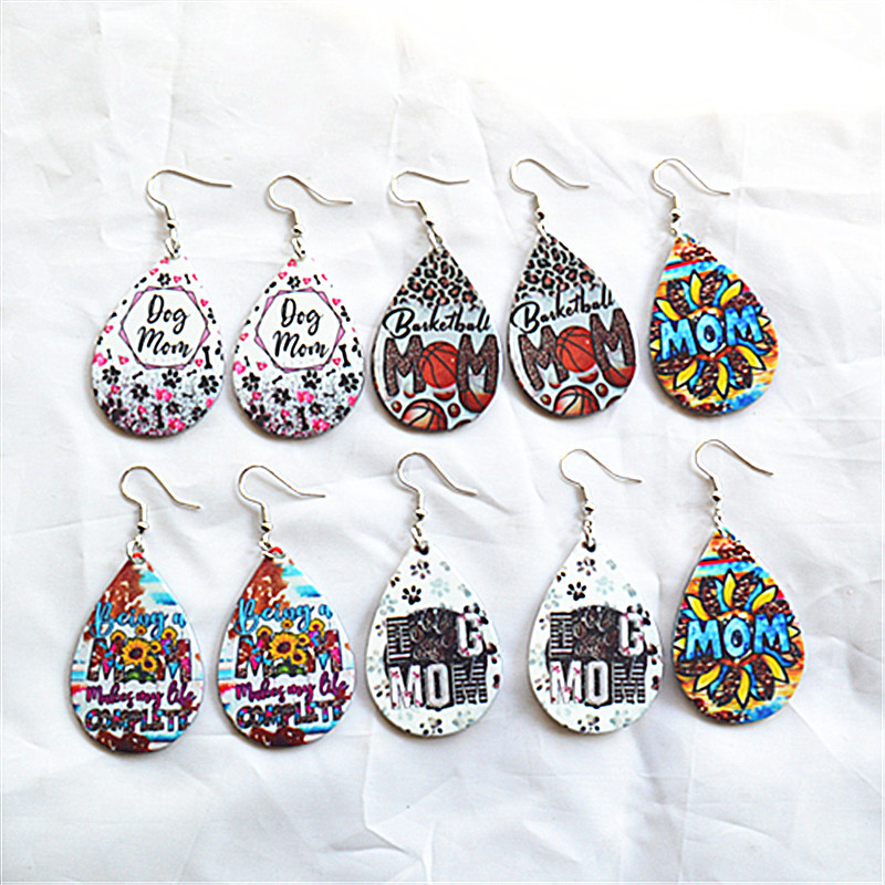 Wholesale Mother's Day Earrings Creative Dog Mom Water op Shape Acrylic Earrings