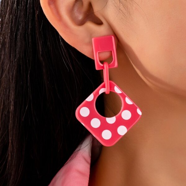 Wholesale Pink polka dots Acrylic Earrings