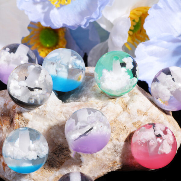 Wholesale Dried Flower Half Hole Luminous Seagull Acrylic Beads Pen Cap