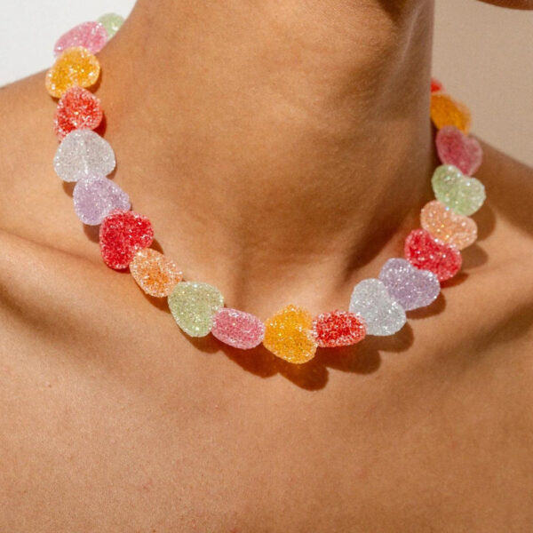 Wholesale Colorful heart-shaped cute candy necklace