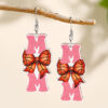 Wholesale Mother's Day Wooden Earrings Sports Baseball Shiny Earrings Bow Jewelry