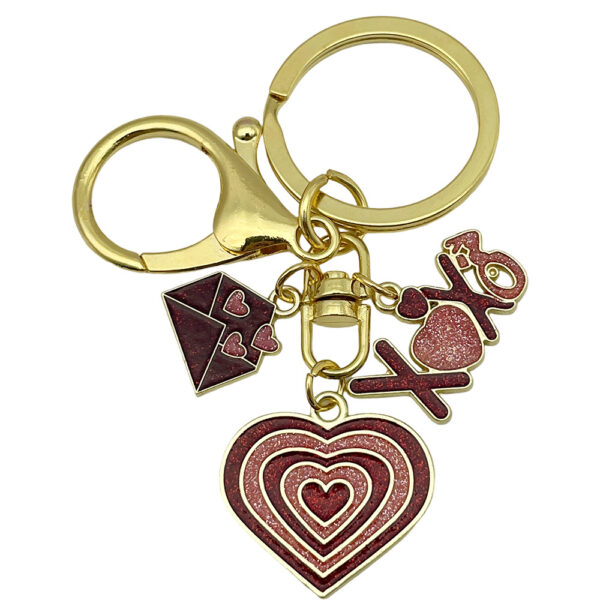 Wholesale Valentine's Day Oil Dripping Red Sprinkled Gold Keychain