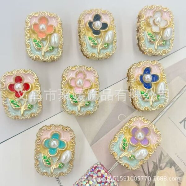 Wholesale 10pcs Oil painting style flowers pearls beads